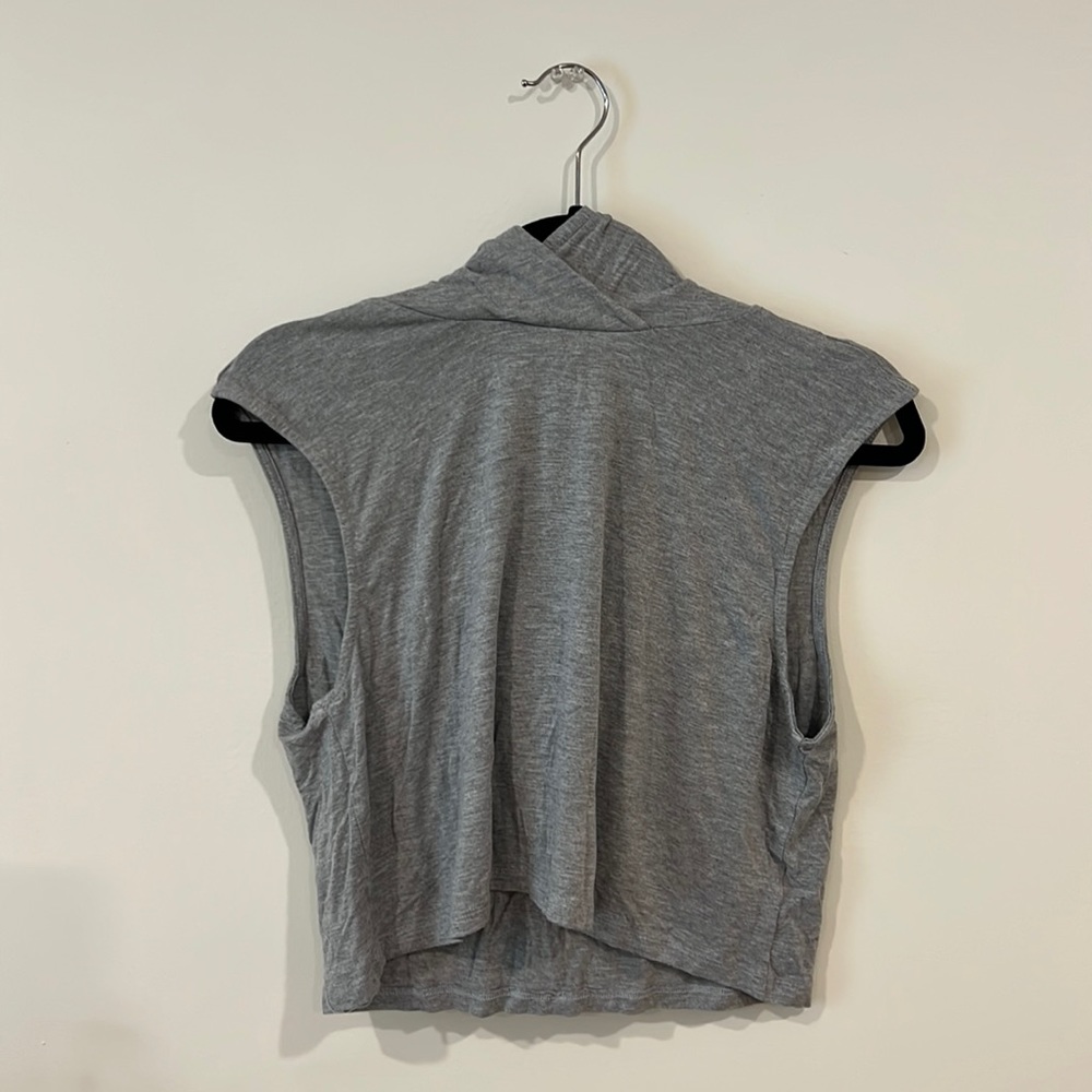Grey Matching Set - Sleeveless with Hood Lounge Top with matching Biker Shorts
